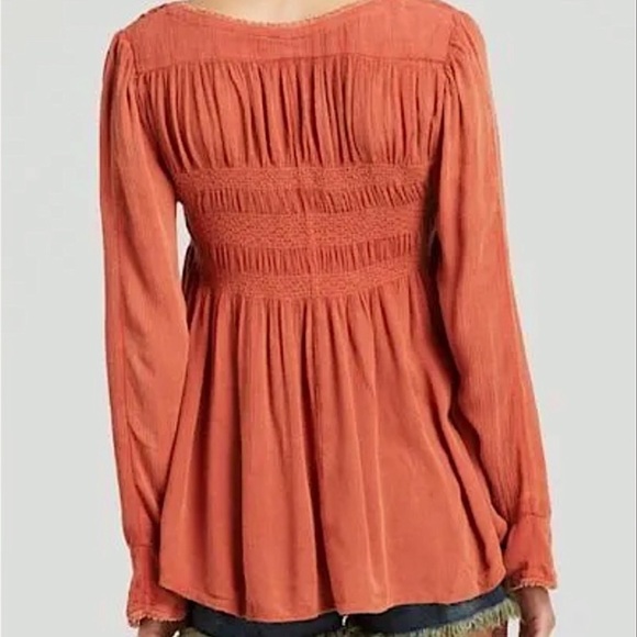 NWT Free People Blue Bird Smocked Peasant Blouse ⭐️ - Picture 4 of 8